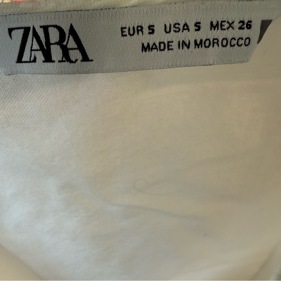 Zara White Babydoll Ruffle Mini Dress Cotton V-Neck - Small - Picture 4 of 12